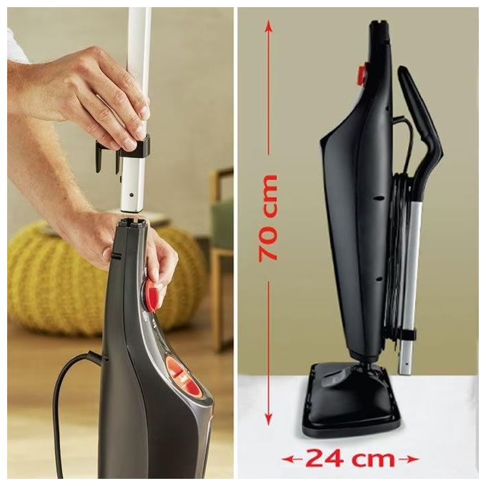 Vileda Steam PLUS XXL – Pulitore a vapore scopa, capacita' serbatoio 0,4 L, potenza 1550 W, autonomia vapore circa 28 min, funzioni: riscaldamento rapido in 15 s con 3 livelli di vapore, accessori inclusi (copertura microfibra e aliante tappeti), colore n