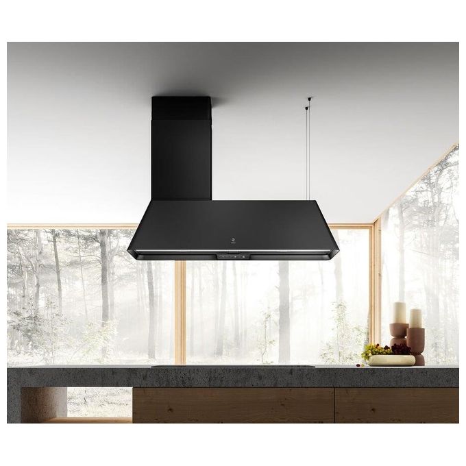 Elica PRF0171195 Cappa a Isola Sospesa IKONA MAXXI PURE NERO BL-MAT-F-120 Classe Energetica A 3 Velocita' + Intesiva Aspirante Portata 600 m³-h 120 cm con Purificatore D'Aria