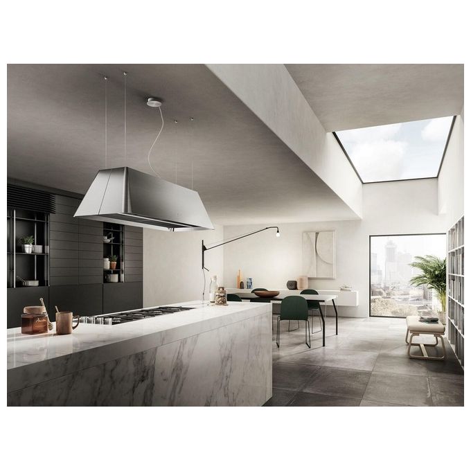 Elica PRF0171196 Cappa a Isola Sospesa Ikona Maxi Pure IX-F-120 Classe energetica A 3 Velocita' + Intensivo Filtrante 120 cm con purificatore d'aria Acciaio inox