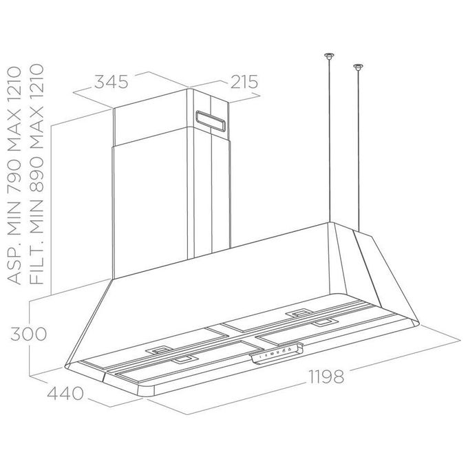 Elica PRF0171196 Cappa a Isola Sospesa Ikona Maxi Pure IX-F-120 Classe energetica A 3 Velocita' + Intensivo Filtrante 120 cm con purificatore d'aria Acciaio inox