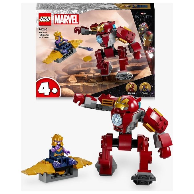 LEGO Marvel 76263 Iron Man Hulkbuster vs. Thanos, Gioco per Bambini 4+ Anni, Action Figure con Aereo Giocattolo e 2 Minifigure