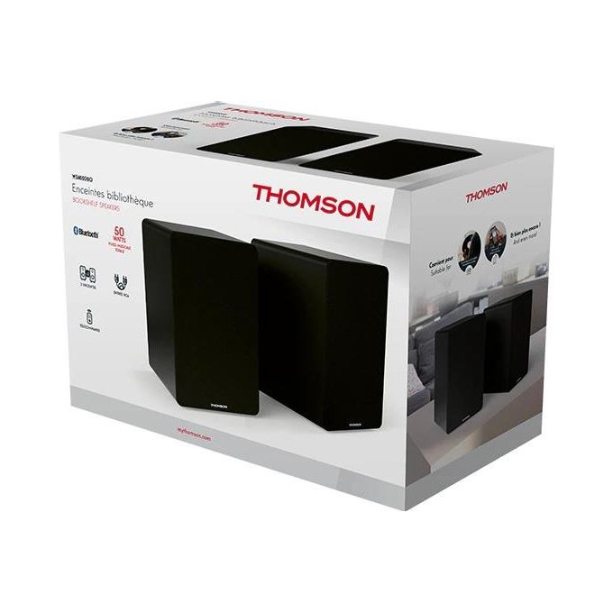 Thomson Hifi Bookshelf Speakers 50w Bt 5.0 Rca Command Black Ws400duo