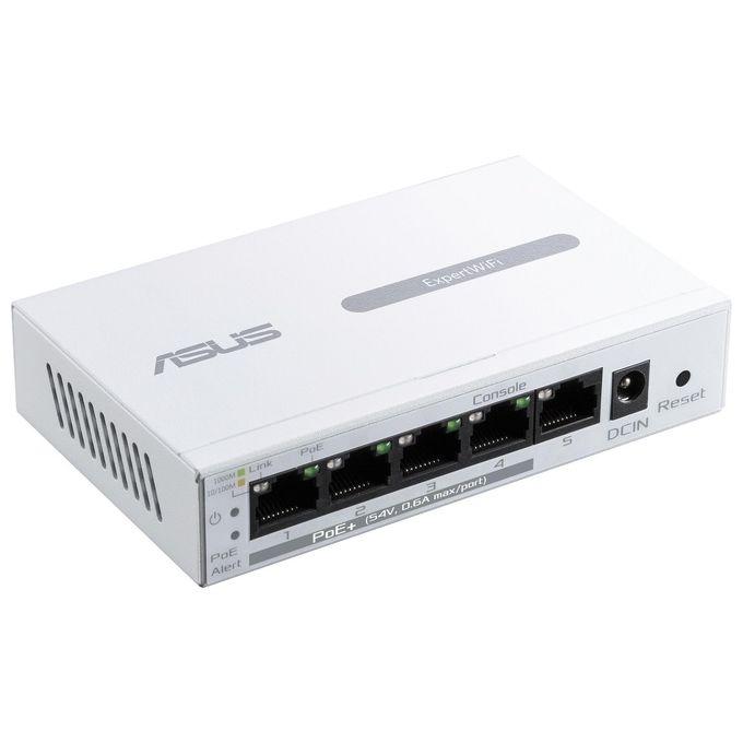 ASUS ExpertWiFi EBP15 Switch PoE Smart Managed a 5 porte GbE 4 PoE 60 watt supporto QoS IGMP Montaggio a parete Bianco