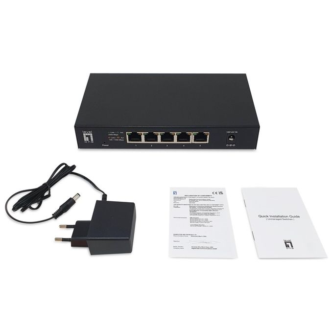 LevelOne GEU-0525 Switch di Rete Non Gestito 2.5g Ethernet (100-1000-2500) Nero
