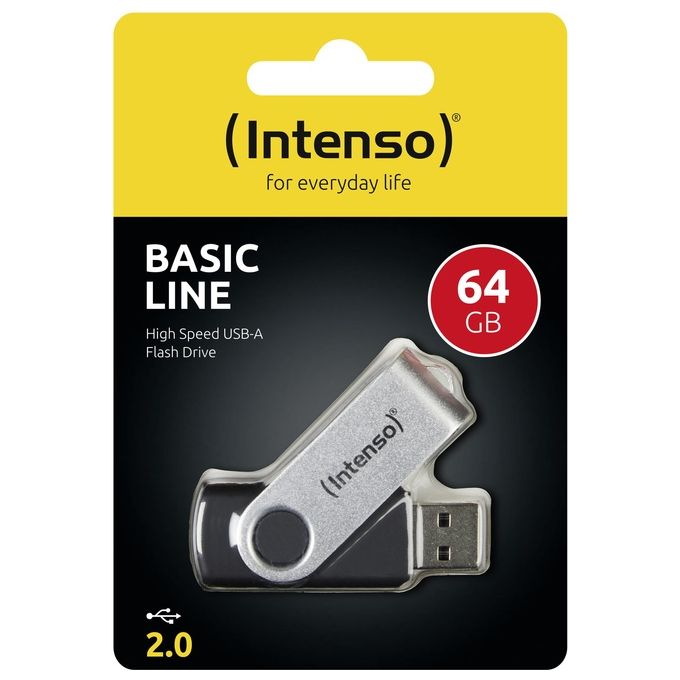 Intenso Basic Line Chiavetta Usb da 64Gb Silver-Black
