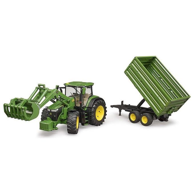 Bruder Mezzo Agricolo John Deere Trattore con Rimorchio 1:16