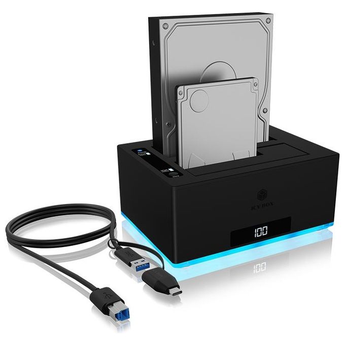 RaidSonic ICY BOX IB-127CL-U3 Fold Hard Disk Docking Station per 2.5'' e 3.5'' SATA HDD-SSD