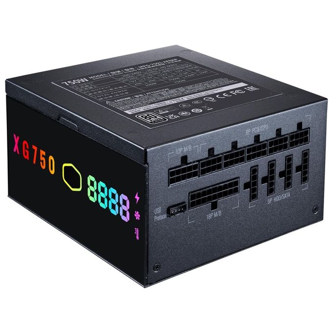 Cooler Master Alimentatore XG750 PLUS PLATINUM 750W 80 Plus Platinum Active PFC 135mm Fan Full Modular ARGB Display Panel