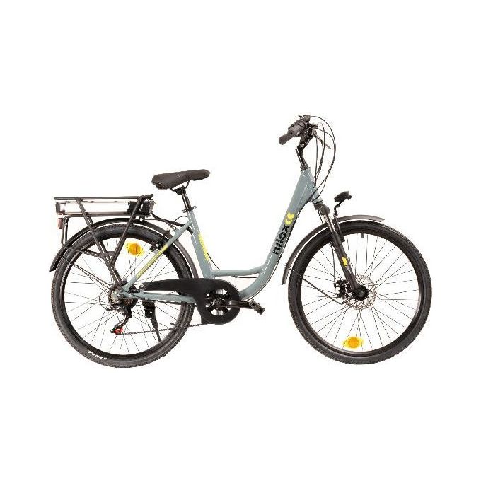 Nilox, E-Bike X7 f, Trekking Bike con Pedalata Assistita, 80 km di Autonomia, Fino a 25 km-h, Motore Bafang 36 V 250 W, Batteria al Litio LG da 36 V- 12.8 Ah, Copertoni Semi Tassellati 26'' x 1.75