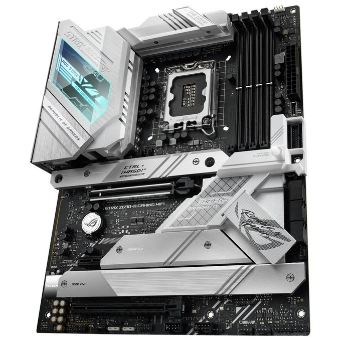ASUS ROG Strix Z690-A Gaming WiFi Scheda Madre ATX, Intel Z690, LGA1700, DDR5, PCI 5.0, WiFi 6E (802.11ax), Intel 2.5Gb Ethernet, ROG SupremeFX 7.1, 4xM.2, 6xSATA 6GB-s, Aura Sync RGB, Nero