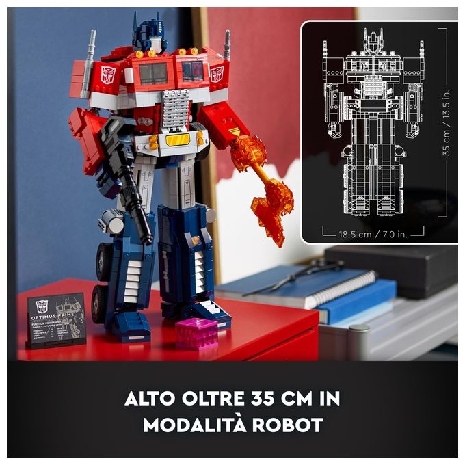LEGO Icons Optimus Prime, Modellino da Costruire 2 in 1 del Leader dei Transformers, Set da Collezione per Adulti, 10302