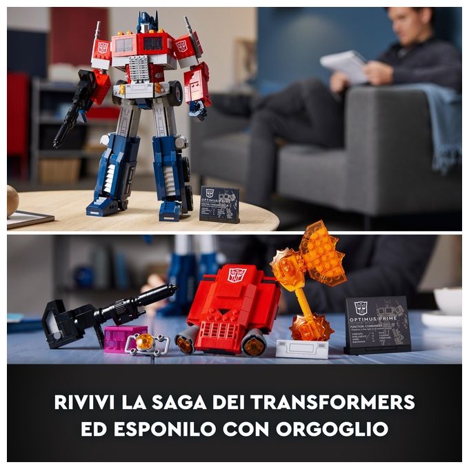 LEGO Icons Optimus Prime, Modellino da Costruire 2 in 1 del Leader dei Transformers, Set da Collezione per Adulti, 10302