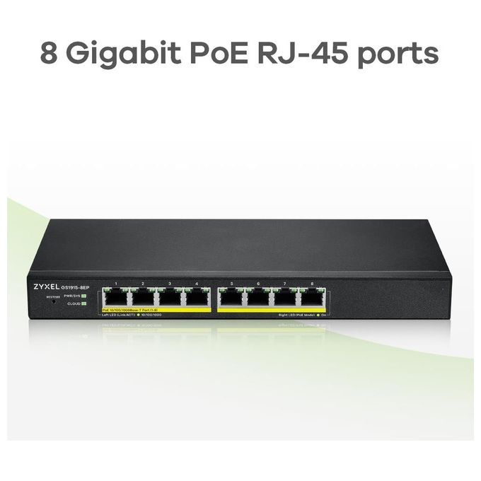 Zyxel GS1915-8EP Gestito L2 Gigabit Ethernet 10-100-1000 Supporto Power Over Ethernet Nero