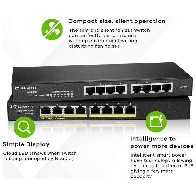 Zyxel GS1915-8 Switch Gestito L2 Gigabit Ethernet 10-100-1000 Nero