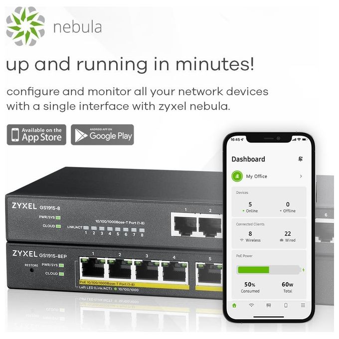 Zyxel GS1915-8 Switch Gestito L2 Gigabit Ethernet 10-100-1000 Nero