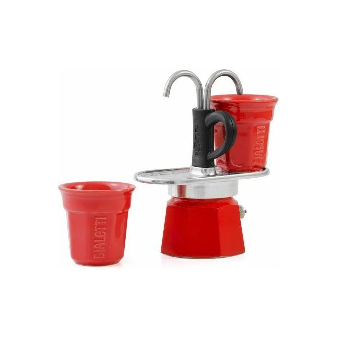 Bialetti Caffettiera Mini Express Rossa con 2 Bicchieri 2 Tazze