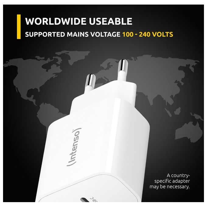Intenso Power Adapter W20C Caricatore USB-C da 20 Watt Bianco