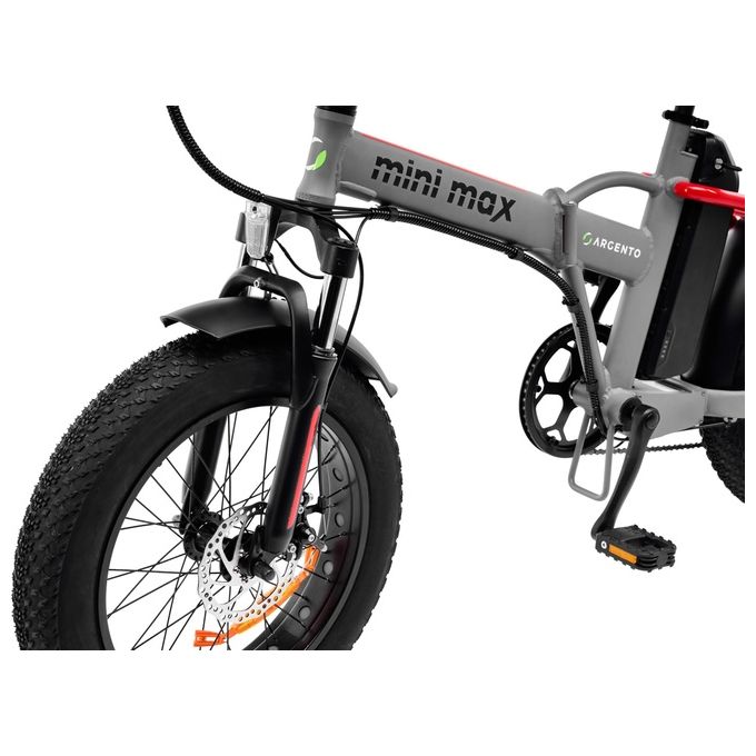 Argento Mini Max Foldable E-Bike Fatbike Pieghevole Red Black