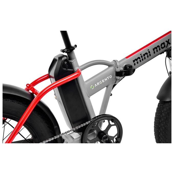 Argento Mini Max Foldable E-Bike Fatbike Pieghevole Red Black