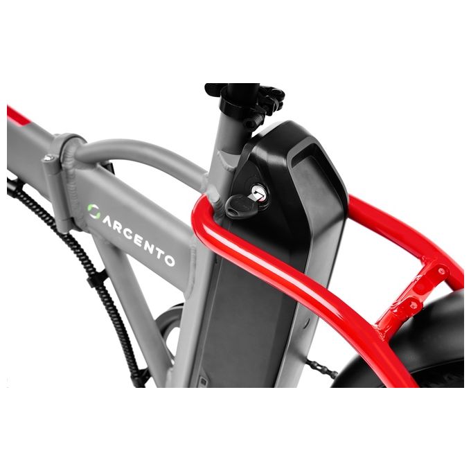 Argento Mini Max Foldable E-Bike Fatbike Pieghevole Red Black