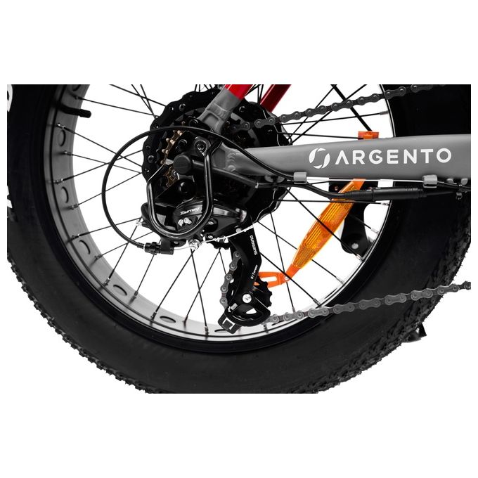 Argento Mini Max Foldable E-Bike Fatbike Pieghevole Red Black