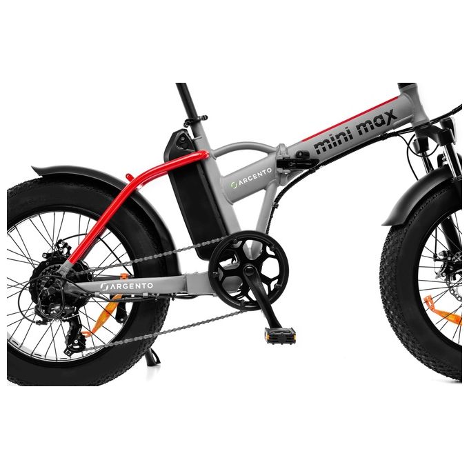 Argento Mini Max Foldable E-Bike Fatbike Pieghevole Red Black