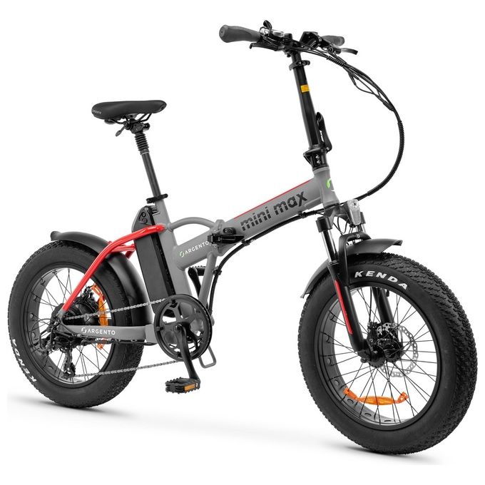 Argento Mini Max Foldable E-Bike Fatbike Pieghevole Red Black