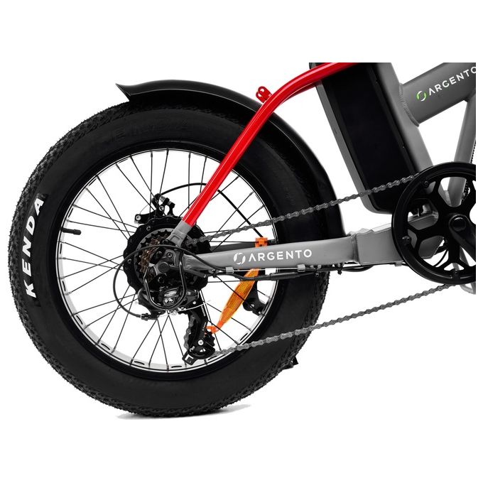 Argento Mini Max Foldable E-Bike Fatbike Pieghevole Red Black