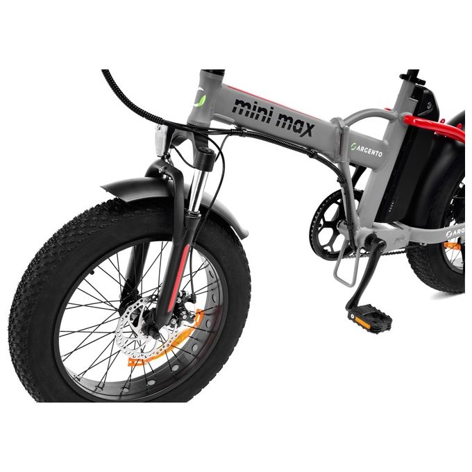 Argento Mini Max Foldable E-Bike Fatbike Pieghevole Red Black