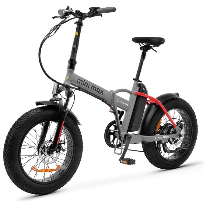 Argento Mini Max Foldable E-Bike Fatbike Pieghevole Red Black