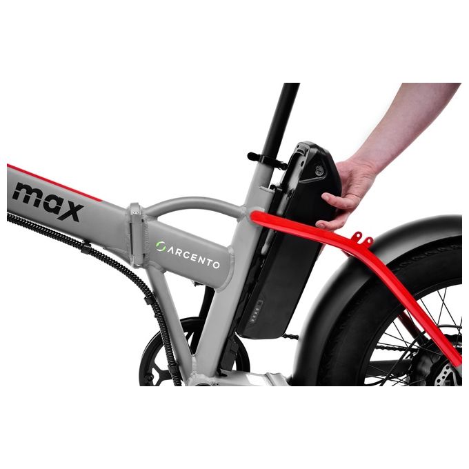 Argento Mini Max Foldable E-Bike Fatbike Pieghevole Red Black