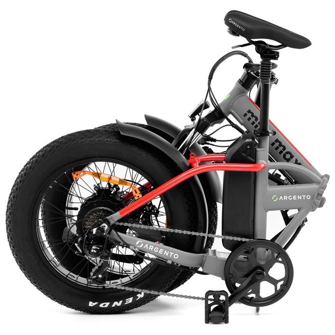 Argento Mini Max Foldable E-Bike Fatbike Pieghevole Red Black