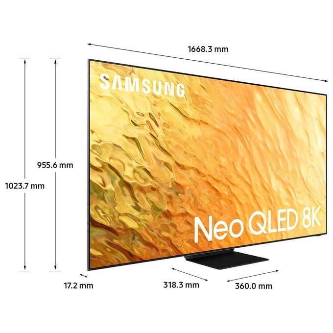 Samsung QE75QN800BTXZT Neo QLED 8K Smart TV 75'' Mini LED Quantum Matrix Pro Processore Neural Quantum 8K Dolby Atmos colore Acciaio Inossidabile