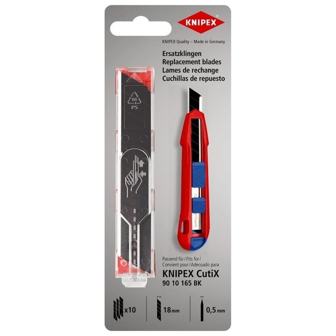 Knipex 90 10 165 E02 CutiX Lame di Ricambio per Taglierina Universale Acciaio Inox 119 mm 10 pz colore Acciaio inox