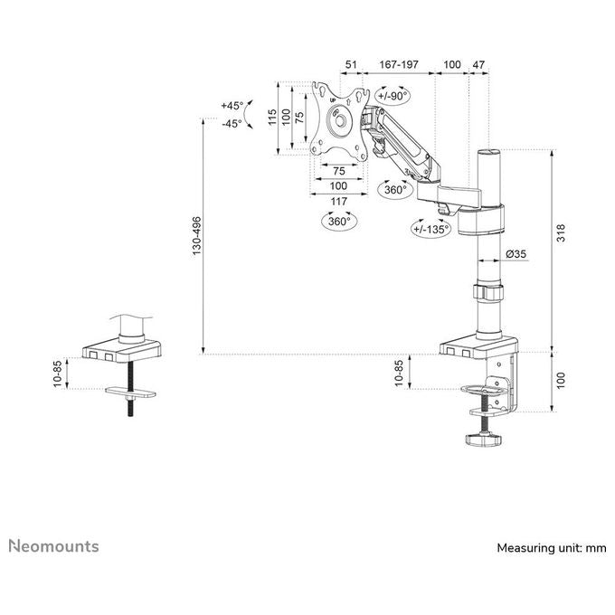 Neomounts by Newstar DS70-750BL1 Supporto da Tavolo Full Motion per Schermi 17-27'' Nero