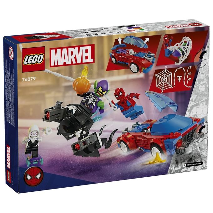 LEGO Marvel 76279 Auto da Corsa di Spider-Man e Venom Goblin, Gioco per Bambini di 7+ Anni, Veicoli Giocattolo dei Supereroi