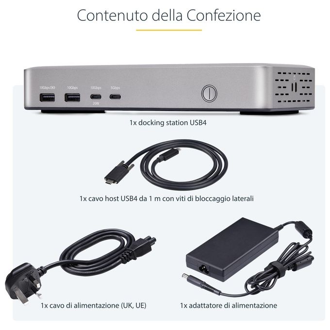 StarTech.com Docking Station Usb4 Usb-c 40gbps Doppio Video Hdmi Fino a 2x 4k 60hz 4:4:4 (rgb) O 2x 4k 120hz 4:2:2 Dock Multi Monitor 6x Usb 2.5gbe 100W Pd