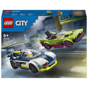 LEGO City 60415 Inseguimento della Macchina da Corsa, 2 Modellini di Auto della Polizia, Giocattolo per Bambini di 6+ Anni