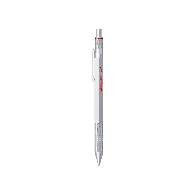 Rotring 600 Multipen 3in1 Matita Punta Fine Penna a Sfera Argento