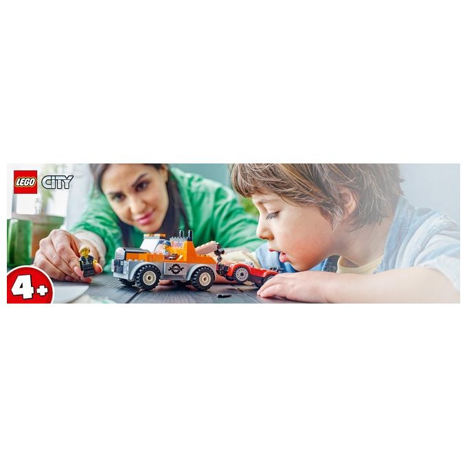 LEGO City Autogru' e Officina Auto Sportive Giocattolo Giochi Creativi da Meccanico per Bambini e Bambine da 4 Anni con Camion Carro Attrezzi e Macchina da Costruire Idea Regalo da Collezione 60435