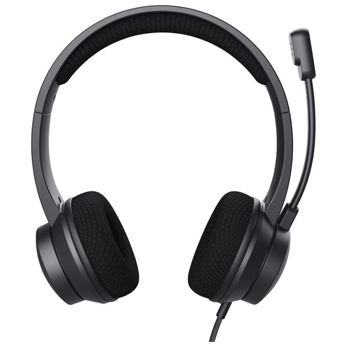 Trust Ayda USB Cuffie con Microfono ENC Cancellazione del Rumore Mic Noise Cancelling 65% Plastica Riciclata Auricolari con Filo 180 m Headphones On-Ear Cablato per PC Laptop Mac - Nero