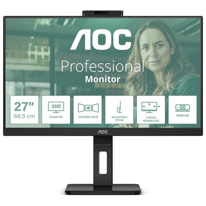 Aoc Q27P3QW Monitor Pc 27'' 2560x1440 Pixel Quad Hd Nero