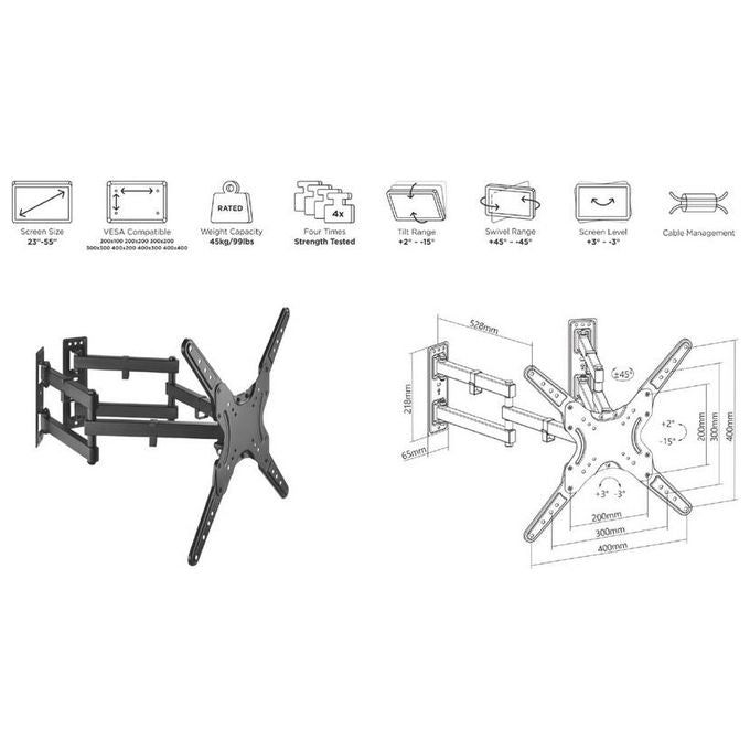 Conceptronic 650328 Supporto Tv a Parete 55'' Nero