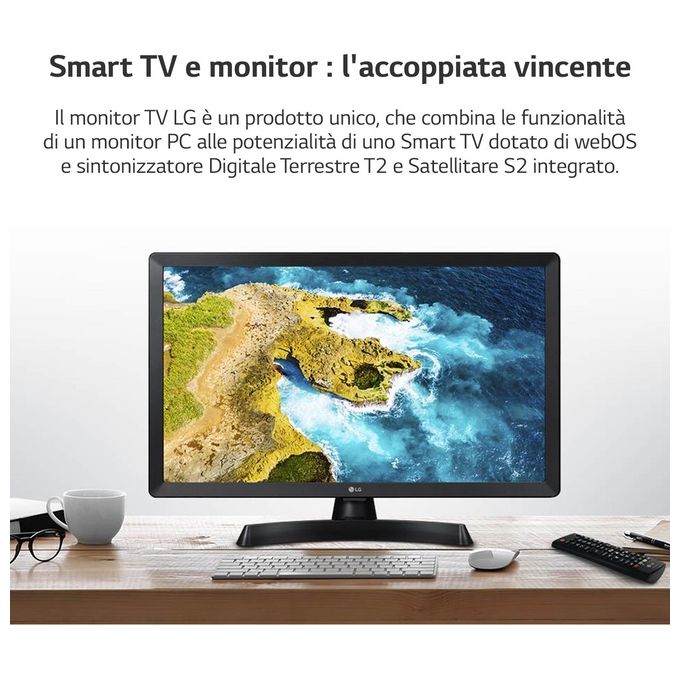 LG 24TQ520S Monitor Tv 24'' Smart WebOS 22 Wi-Fi Nero