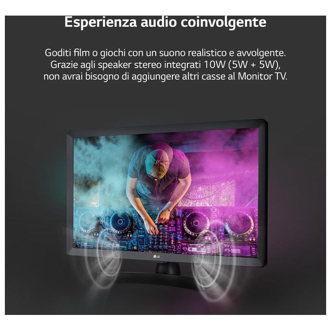 LG 24TQ520S Monitor Tv 24'' Smart WebOS 22 Wi-Fi Nero