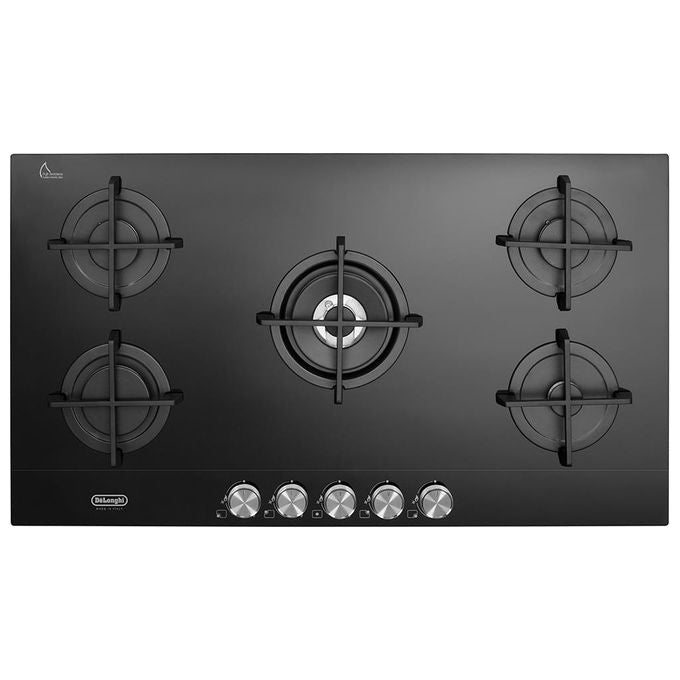 De Longhi NSL590NC Piano Cottura da Incasso 90 cm 5 Fuochi Gas Vetro Nero Life