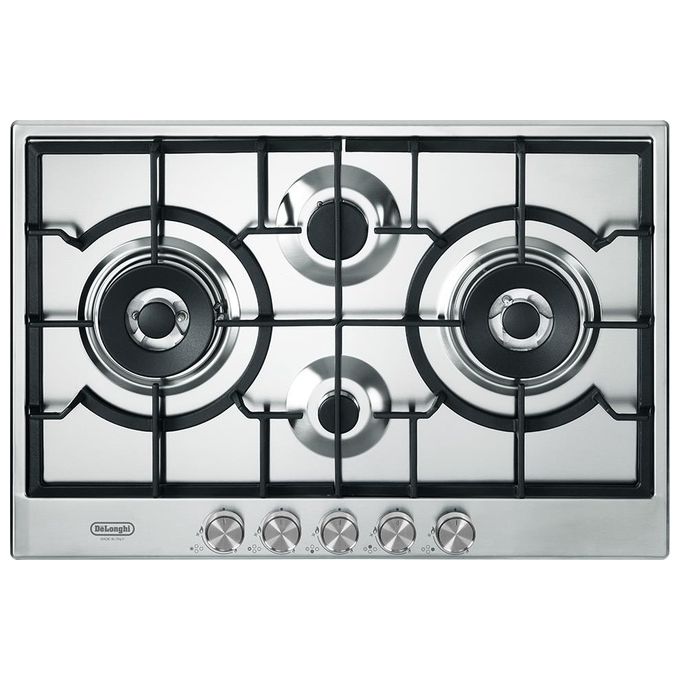 DeLonghi NSL475X Piano Cottura a Gas 4 Zone 1 Doppia Corona 1 Dual Serigrafia laser 75 cm Inox