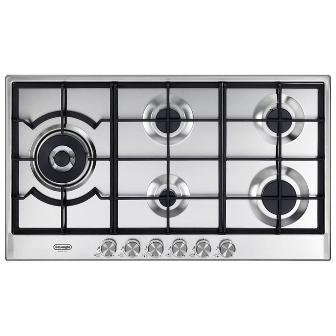 DeLonghi NSL590DX Piano Cottura a Gas 5 Zone 1 Doppia corona Griglie in ghisa 90 cm Inox