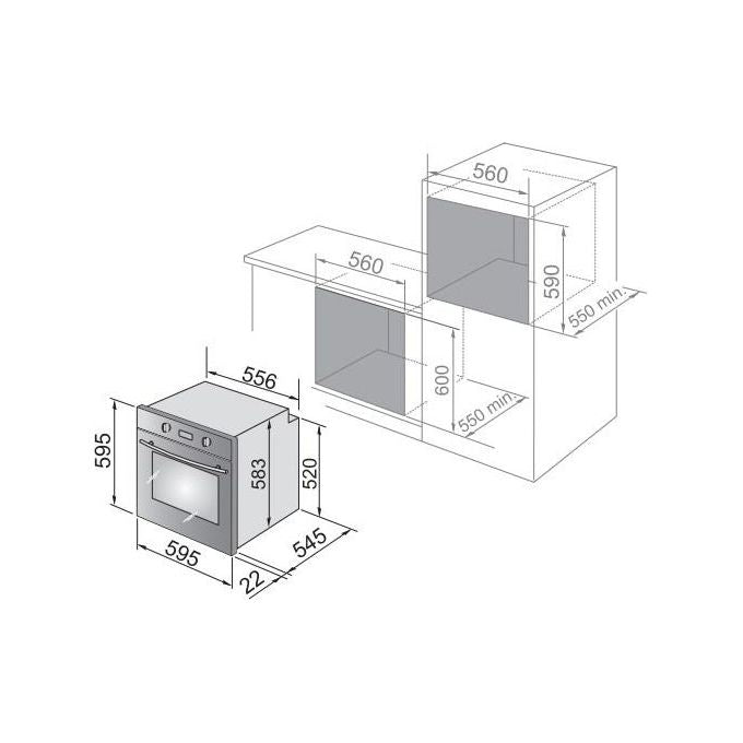 DeLonghi F700DL006A Forno Elettrico da Incasso a Vapore Capacita' 74 Litri Classe Energetica A 9 Programmi Easy Steam Idroclean Booster Funzione Pizza 59.5 cm Antracite