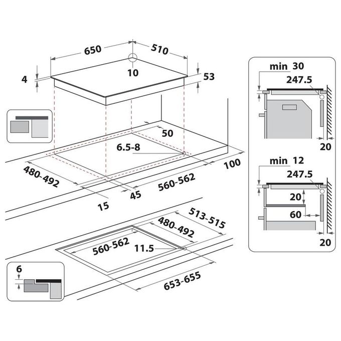 Whirlpool SMO658CNE Piano cottura a induzione 65 cm 4 zone FlexiCook FlexiFull iXelium 7400 W colore Nero